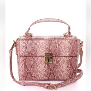 UStyle~NWT~Pink Faux Leather Snakeskin Embossed Crossbody Satchel~Top Handle